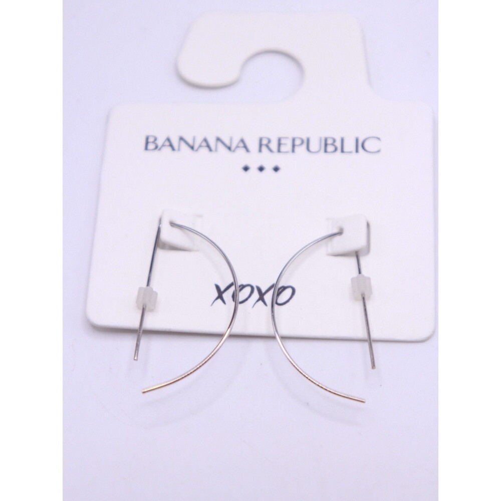 Banana Republic Silver Tone Open Hoop Drop Earrings XOXO - New